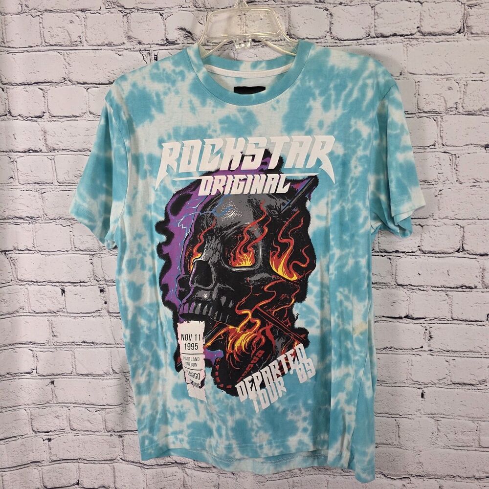 Rare Rockstar Origina Men's Medium Joni Shirt Fire Skull Departed Tour 89